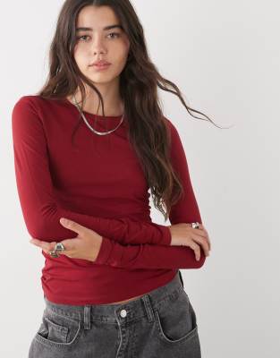 Weekday Slim Fit Long Sleeve T-shirt In Red