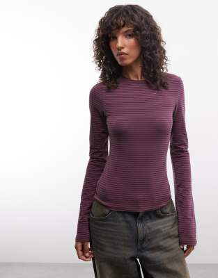 Weekday Slim Fit Long Sleeve Top With Flared Sleeves In Purple