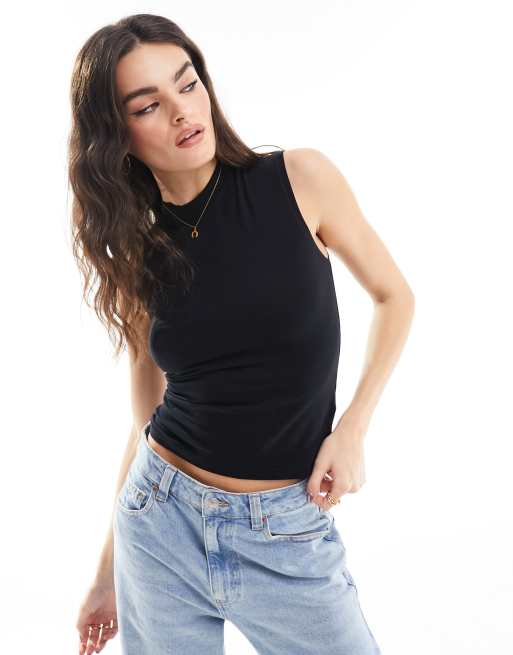 Weekday slim fit mock neck tank top in black | ASOS