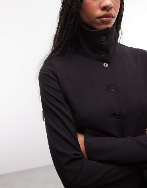 Weekday - Slim-fit overhemd met opstaande boord in zwart, 3 van 4