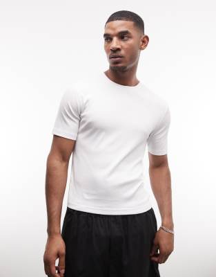Weekday slim fit rib knit t-shirt in white white 5790₽