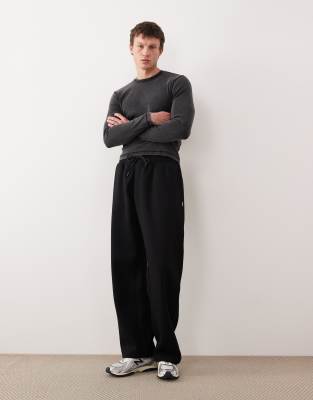 Weekday Slim Fit Rib Long Sleeve T-shirt In Black