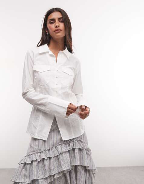Weekday slim fit shirt with seam detail in white - view 1