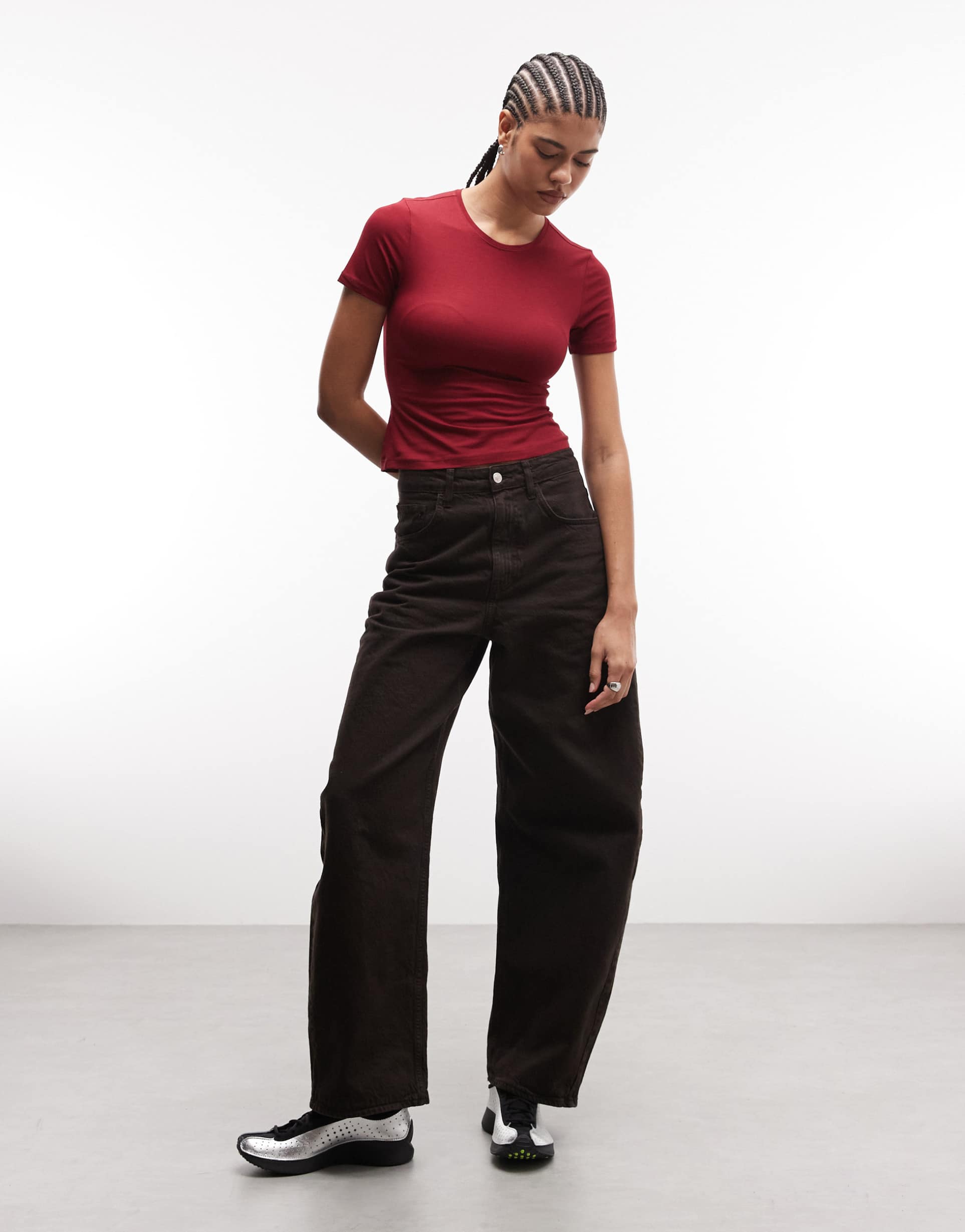 weekday slim fit t-shirt in cherry red