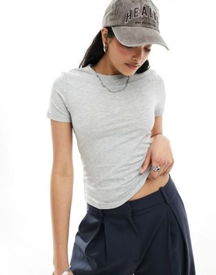Weekday slim fit t-shirt in grey melange