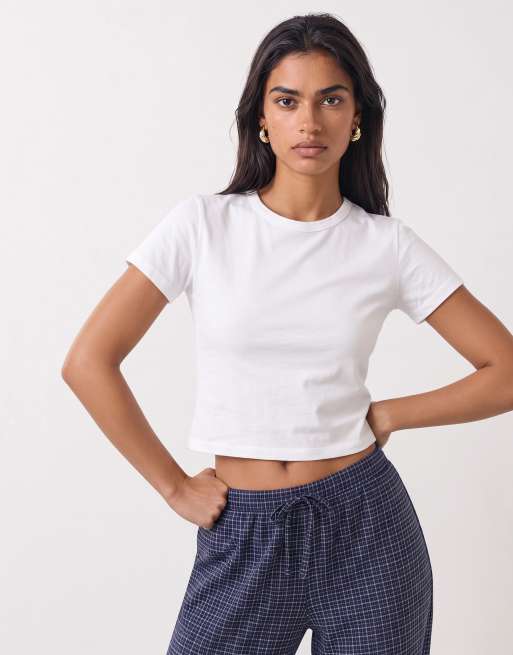Weekday - Slim-fit T-shirt in wit, 8 van 9