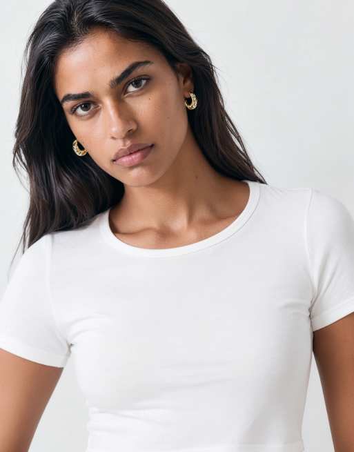 Weekday - Slim-fit T-shirt in wit, 9 van 9