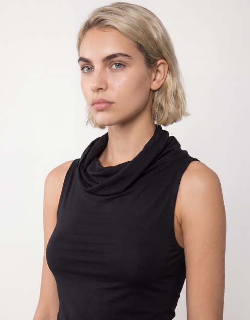 Weekday - Slim-fit top met opstaande boord in zwart, 4 van 4
