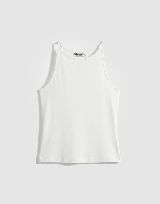 Weekday – Slim-Fit-Trägertop in Wollweiß mit Ringerrücken, 5 von 7