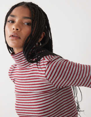 Weekday Slim Fit Turtleneck Long Sleeve T-shirt In Multi