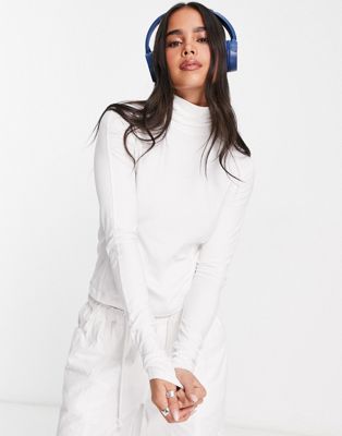 Weekday Slim fitted turtleneck top in white