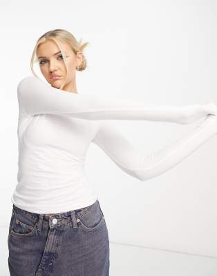 Weekday Slim Long Sleeve T-shirt In White