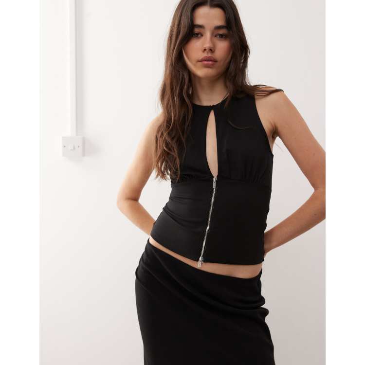 Black Lace Hollow Out Cotton Crew Neck Sleeveless A-Line Maxi Dress