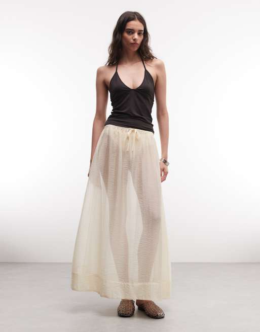 Weekday slim strap v neck halter top in black in dark brown exclusive to ASOS, 2 of 4