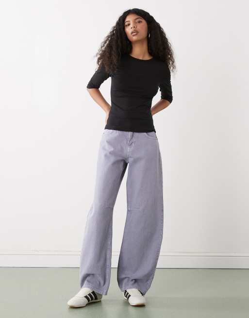 Weekday slim three quarter sleeve top in black, 2 of 4