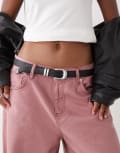 [Weekday] Weekday slim western belt with silver buckle in black M/L Black