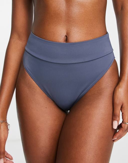 Weekday - Slip bikini a vita alta grigio scuro blu - CHARCOAL, 3 di 4