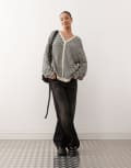 [Weekday] Weekday slouchy cardigan in black & white stripe M Black/white stripe