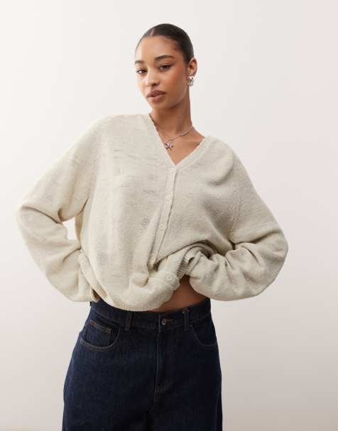 Weekday slouchy cardigan in off-white - view 1