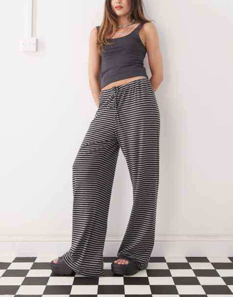 Weekday slouchy pants in black and grey stripe - view 1
