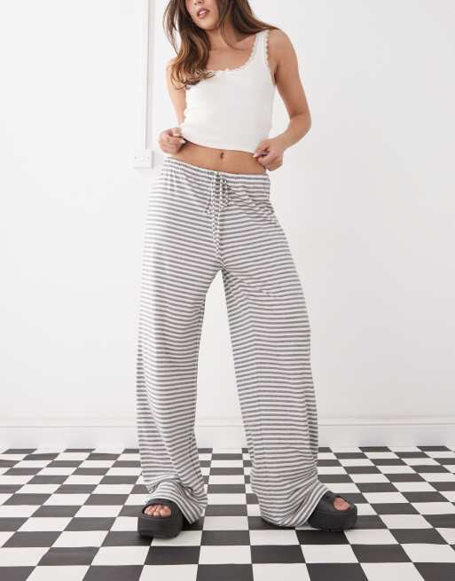 Weekday slouchy pants in off white and grey stripe