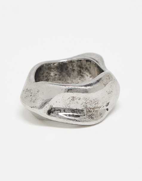 Weekday - Sølvfarvet chunky ring med abstrakt design - view 1