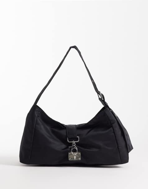 Weekday small shoulder bag with buckle closure detail in black - view 1