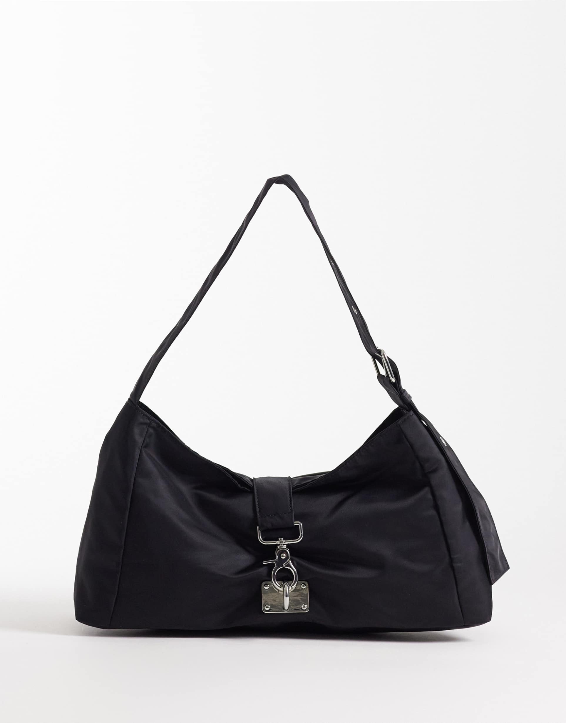 weekday small shoulder bag with buckle closure detail in black