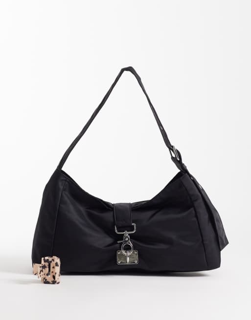 Weekday small shoulder bag with buckle closure detail in black, 2 of 4