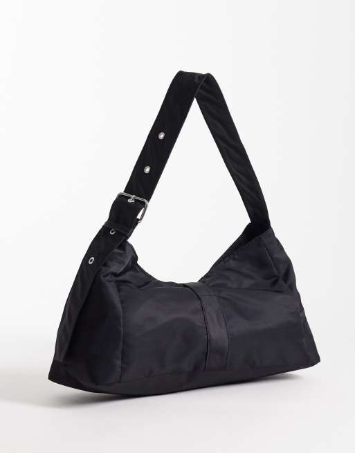 Weekday small shoulder bag with buckle closure detail in black, 4 of 4
