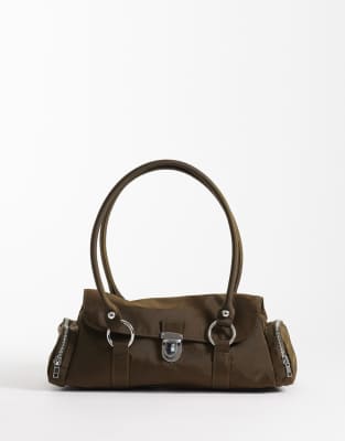 Weekday Small Shoulder Hand Bag With Silver Detailing In Green