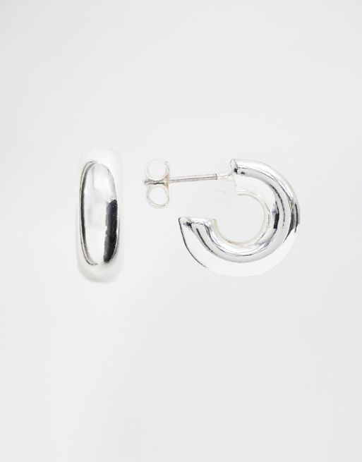 Weekday small thick hoop earrings in silver | ASOS