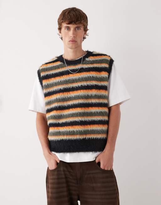 Weekday - Smanicato in filato peloso multicolore a righe