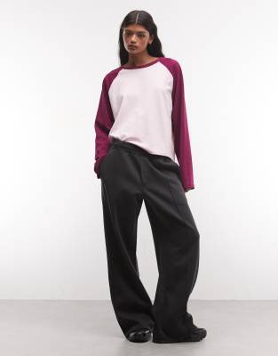 Weekday Smart Wide Leg Heavy Jersey Pants In Black