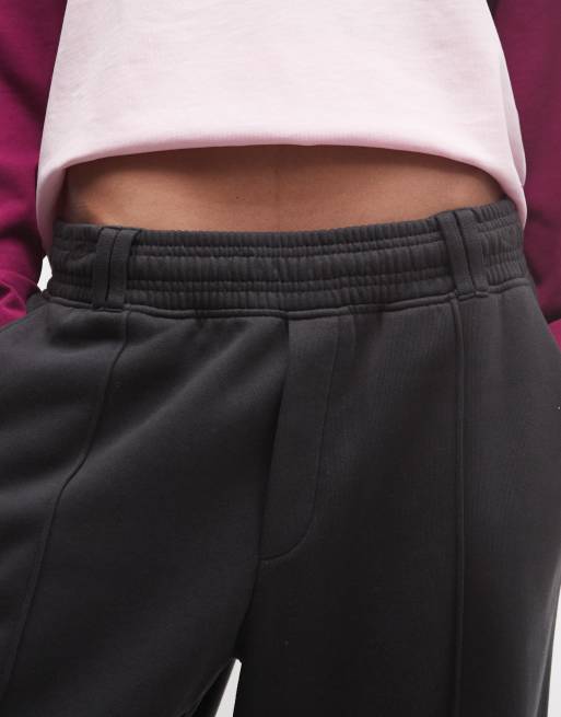 Weekday smart wide leg heavy jersey trousers in washed black, 4 of 5