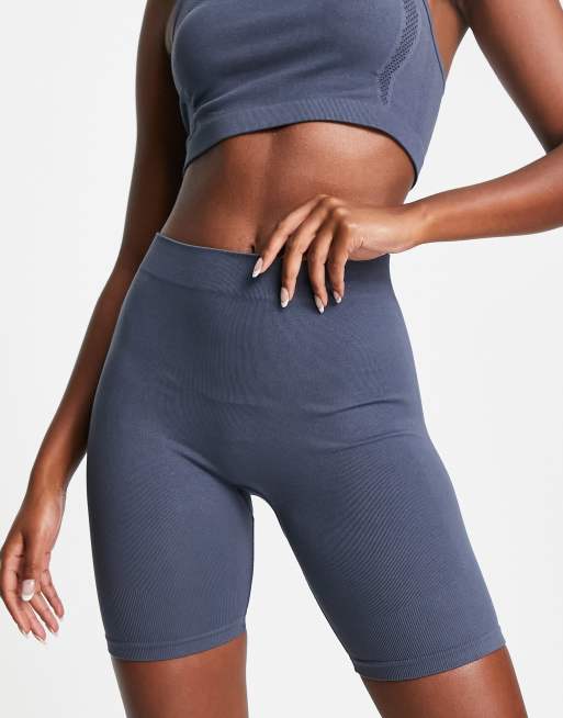 Weekday - Sømløse leggings i stålblå polyamid - NAVY - Del af sæt