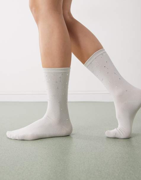 Weekday socks with rhinestones in light gray - view 1
