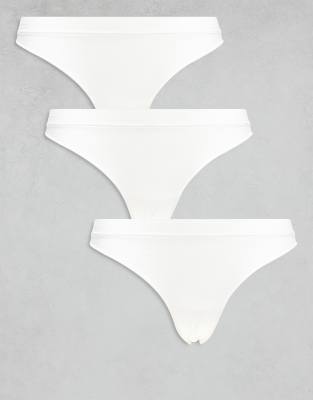 Weekday Weekday soft seamless thong 3-pack in off-white