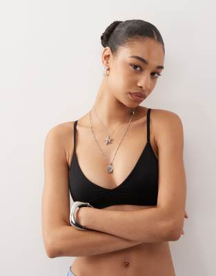Weekday Soft Seamless Triangle Bra In Black