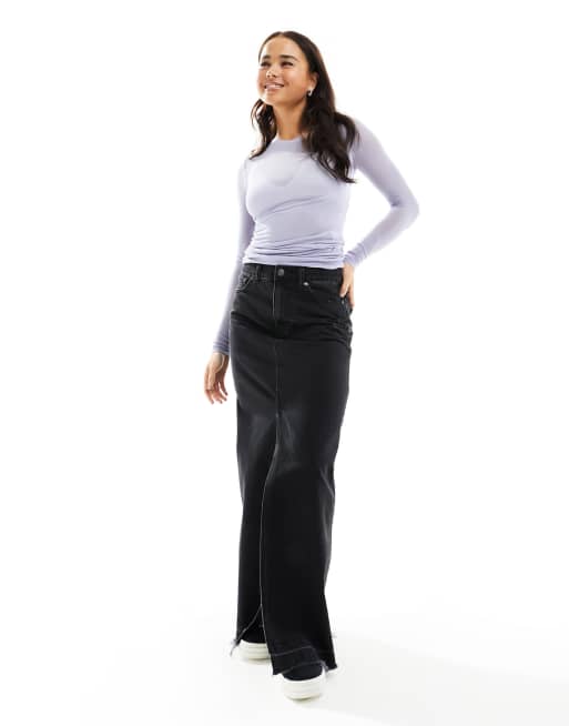 Weekday soft semi sheer long sleeve t-shirt in lilac, 3 of 4