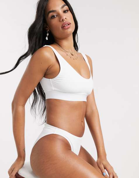 Weekday Soleil swim top in white