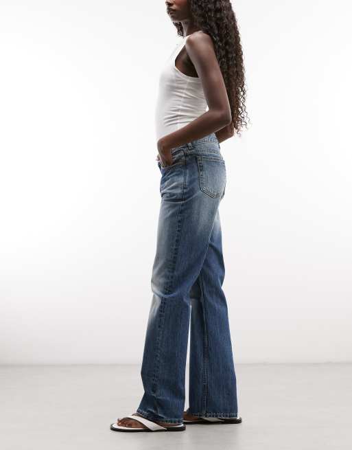 Weekday Sonic jean droit taille basse délavé bleu, 3 de 5