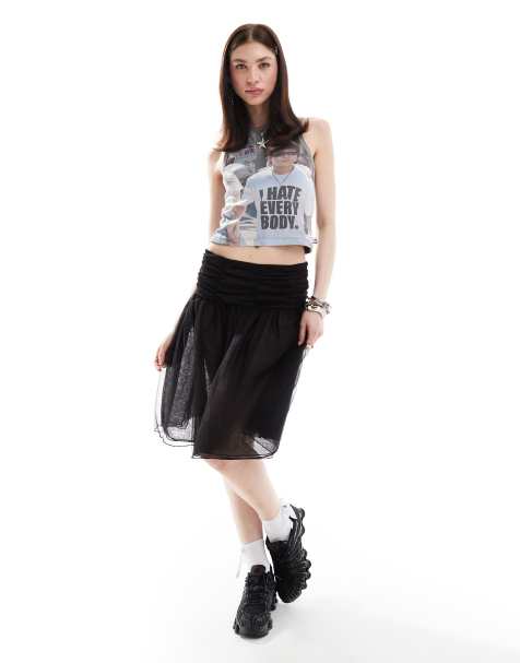 Weekday - Sookie - Gonna midi nera in tulle a strati - view 1