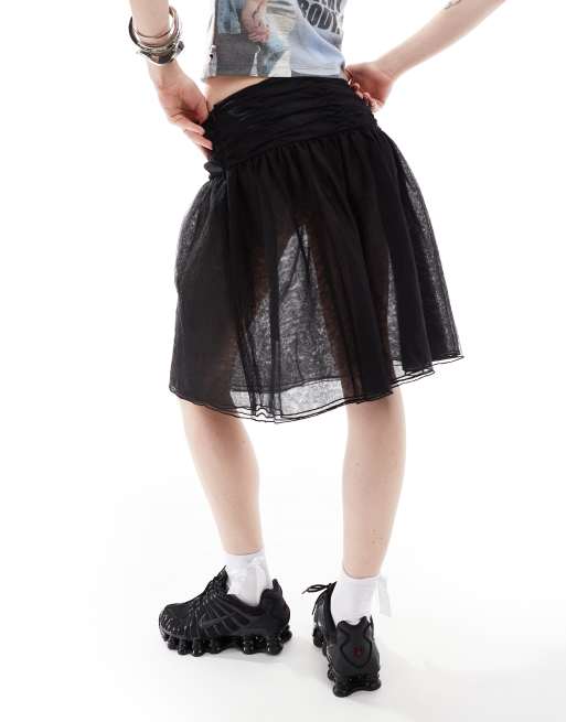 Weekday Sookie layered tulle midi skirt in black ASOS