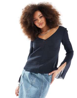 Blouse Transparente 41Hawthorn - Taille S - Bleu Avec Imprimé Géométrique Et Clous - Occasion Très Bon état