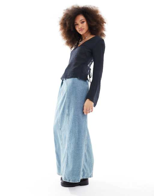 Weekday - Sophia - Gennemsigtig bluse med åben ryg i marineblå, 2 af 4