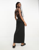 ASOS DESIGN mesh maxi dress in textured leopard print with contrast lining  in black