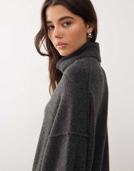 Weekday - Sort meleret maxi-sweaterkjole i strik med rullekrave - Kun hos ASOS, 2 af 4