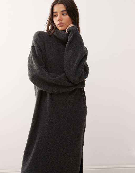 Weekday - Sort meleret maxi-sweaterkjole i strik med rullekrave - Kun hos ASOS, 4 af 4