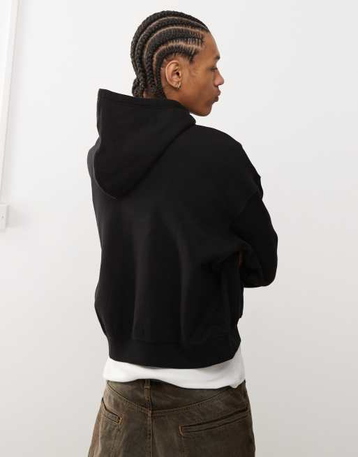 Weekday - Sort oversized hættetrøje med lynlås og kantet broderi, 4 af 4